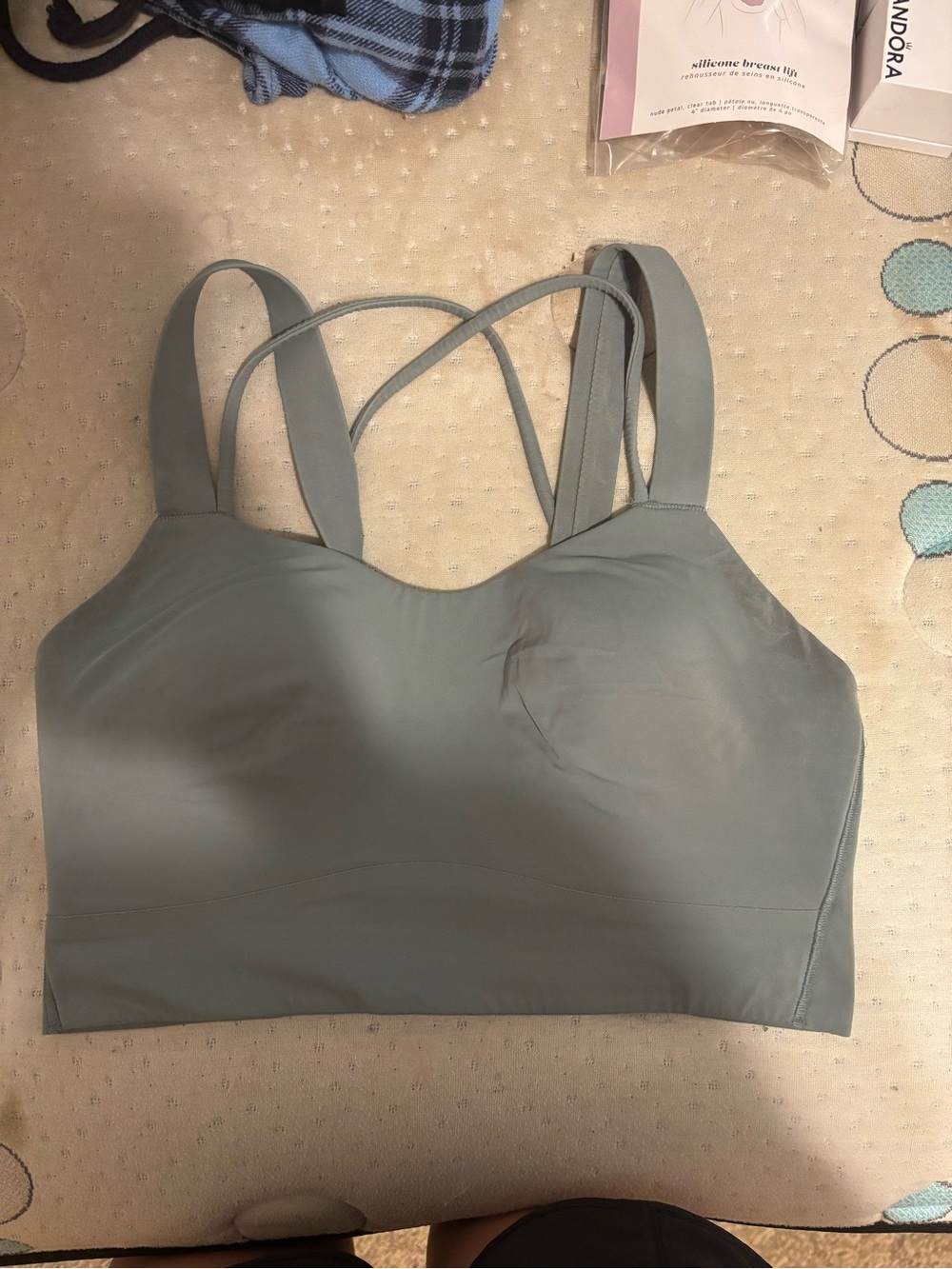 lululemon athletica light sage strappy sports bra